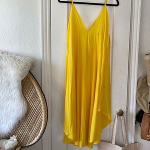 Deep V Yellow Flowy Beach Dress or Swimsuit Cover-up